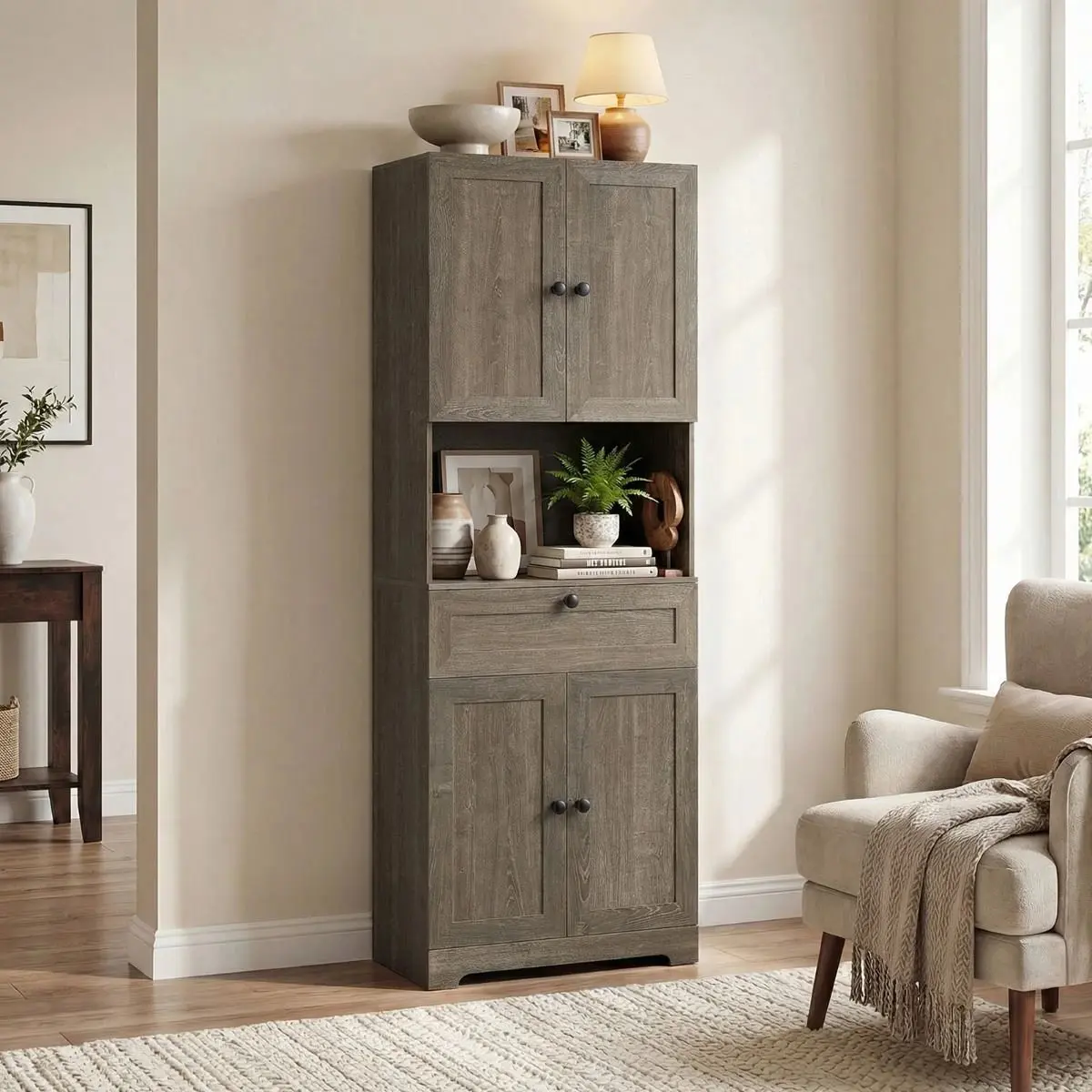 Шкаф для ванной Costway JV13228GR (Grey) - 4
