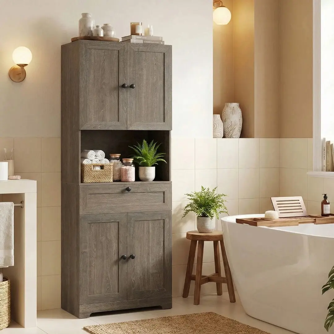 Шкаф для ванной Costway JV13228GR (Grey)