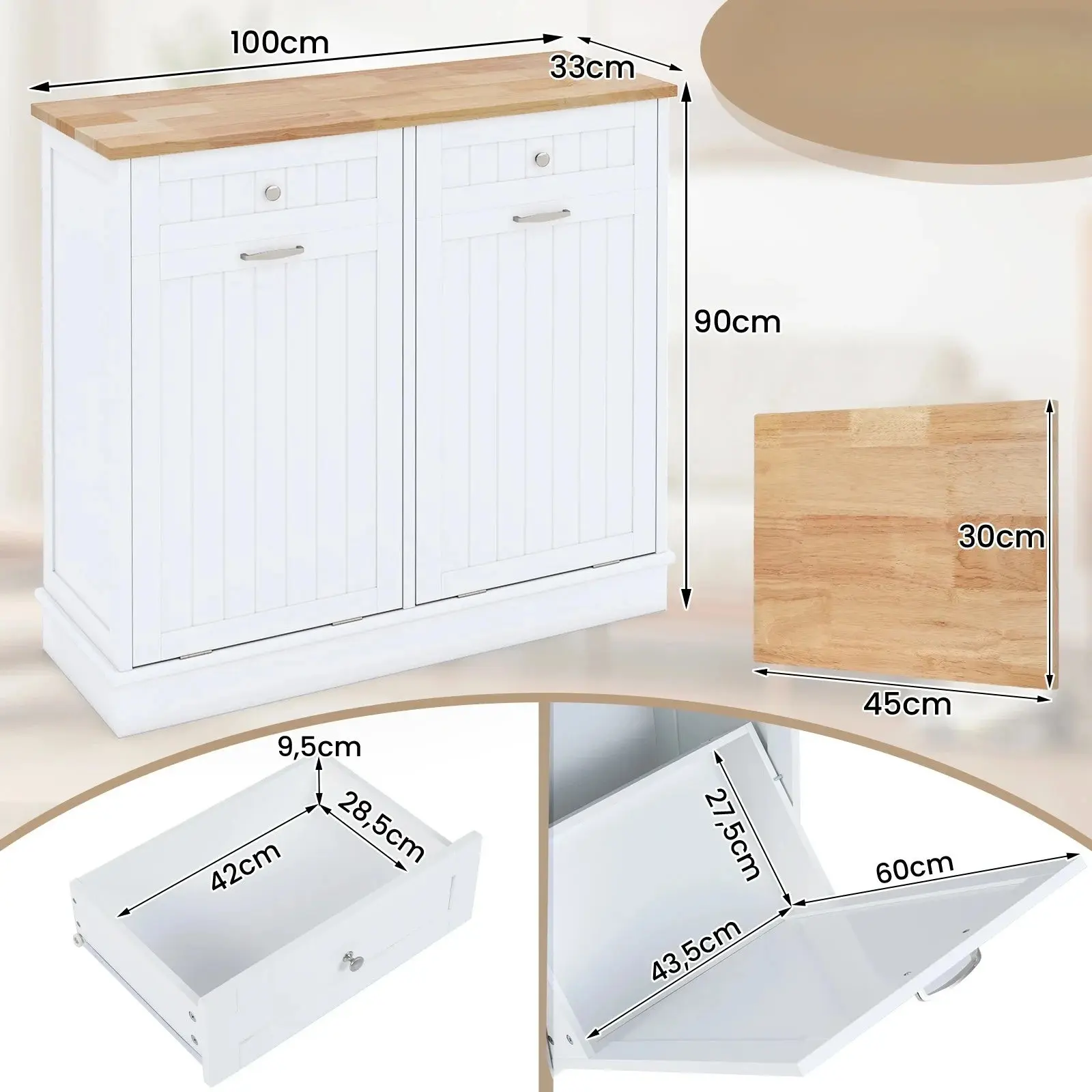 Dulap pentru baie Costway JV12575WH (White) - 3