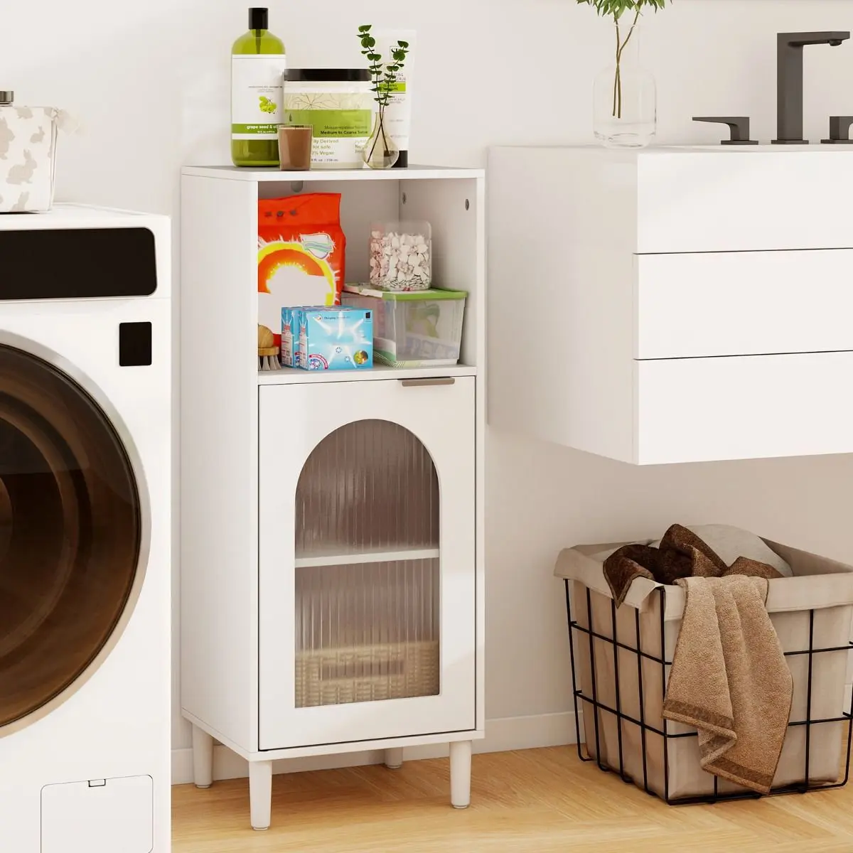 Шкафчик для ванной Costway JV12697WH (White) - 5