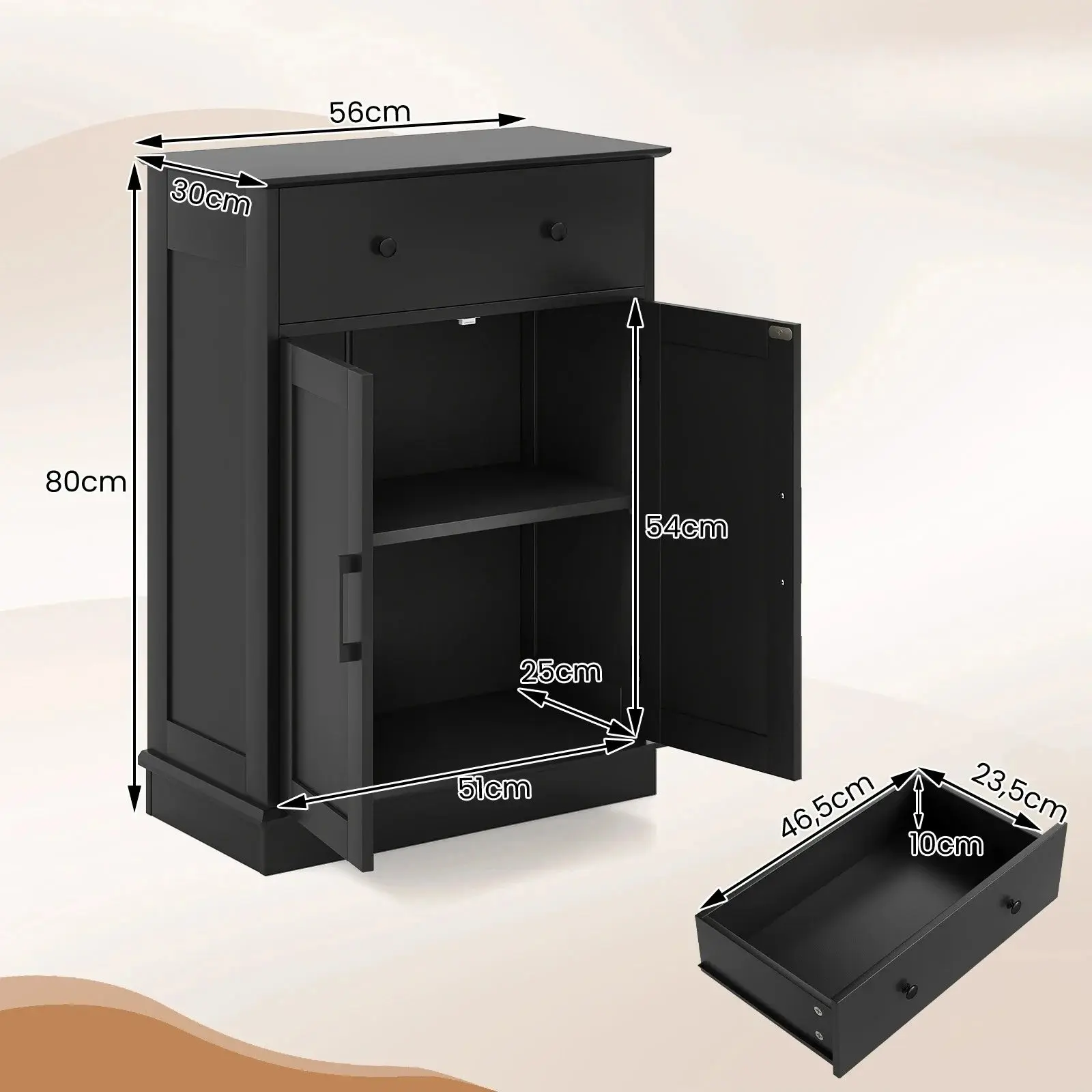 Шкафчик для ванной Costway JV12806DK (Black) - 4