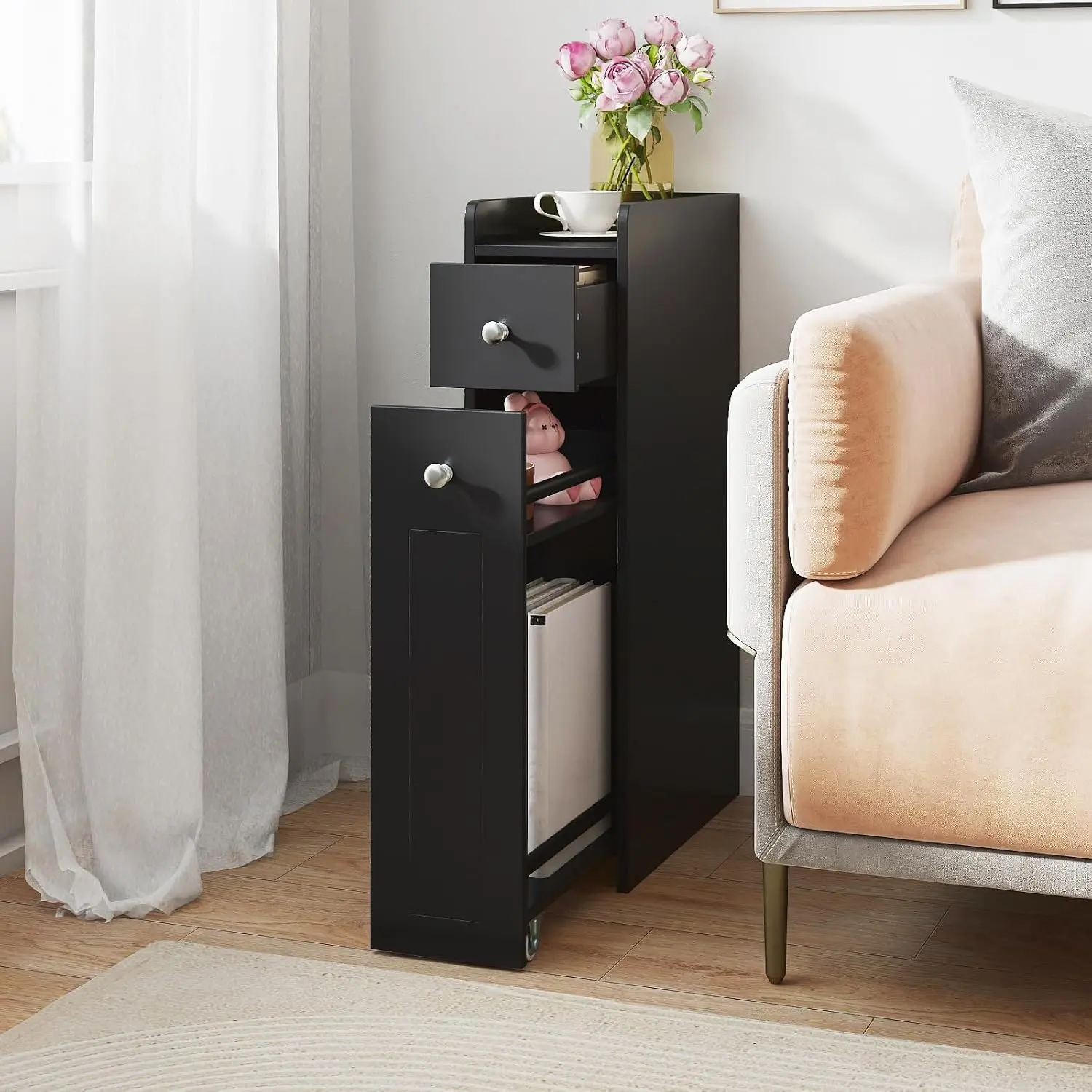 Шкафчик для ванной Costway JV12829DK (Black) - 6