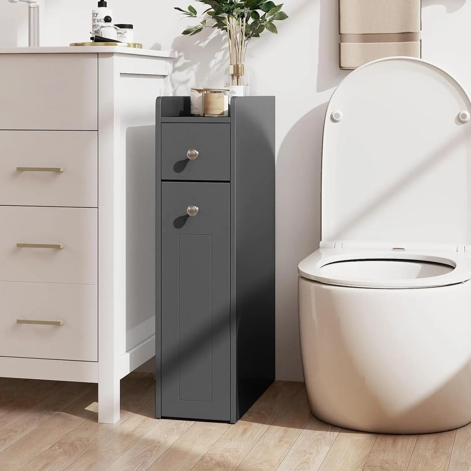 Шкафчик для ванной Costway JV12829GR (Grey) - 5