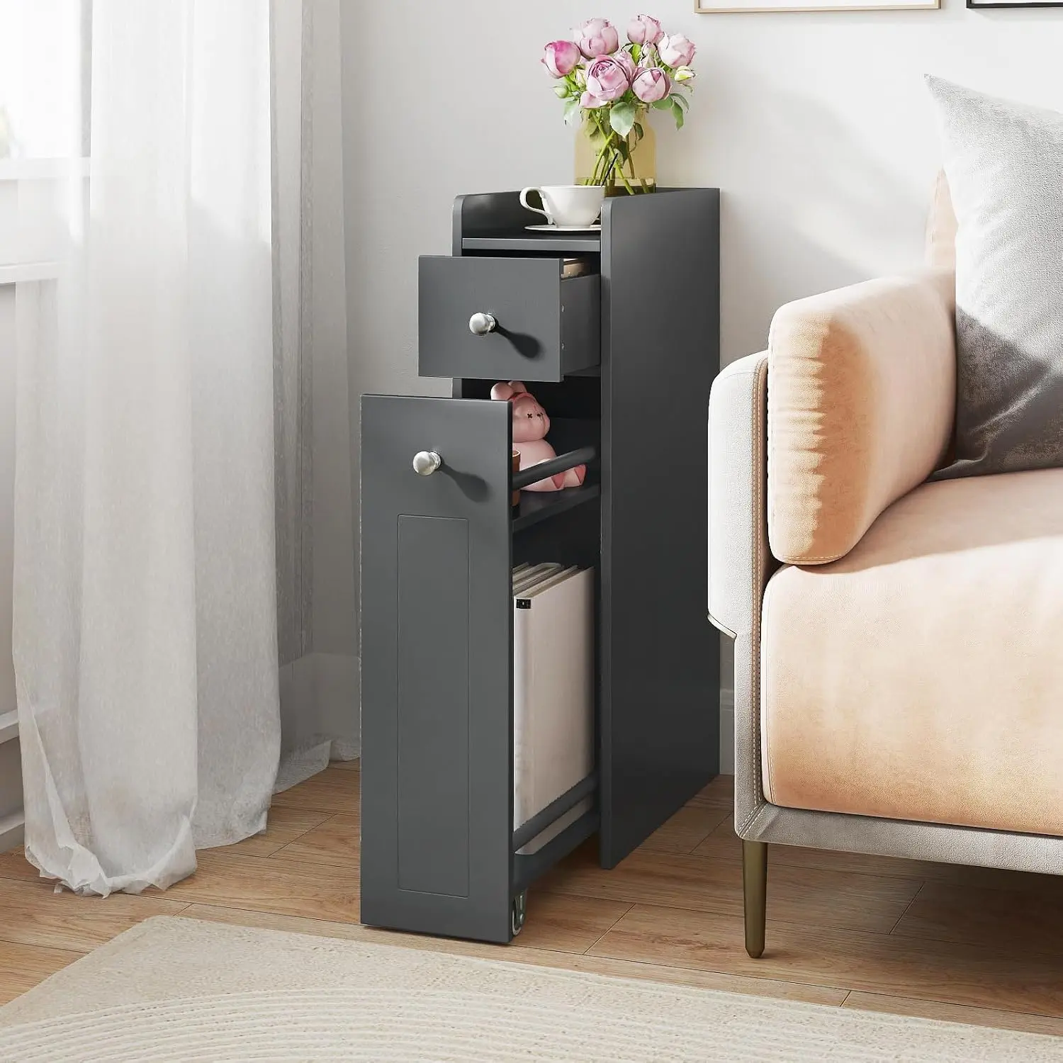 Шкафчик для ванной Costway JV12829GR (Grey) - 6