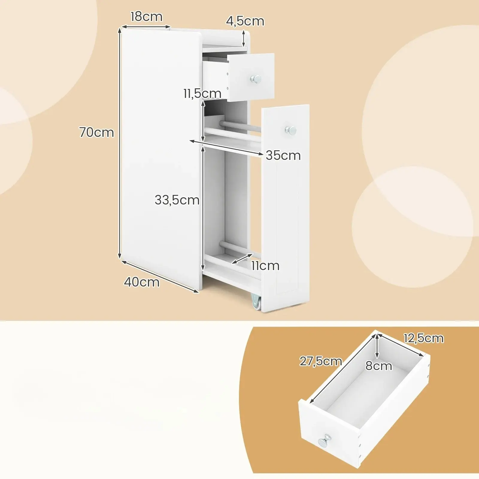 Шкафчик для ванной Costway JV12829WH (White) - 4