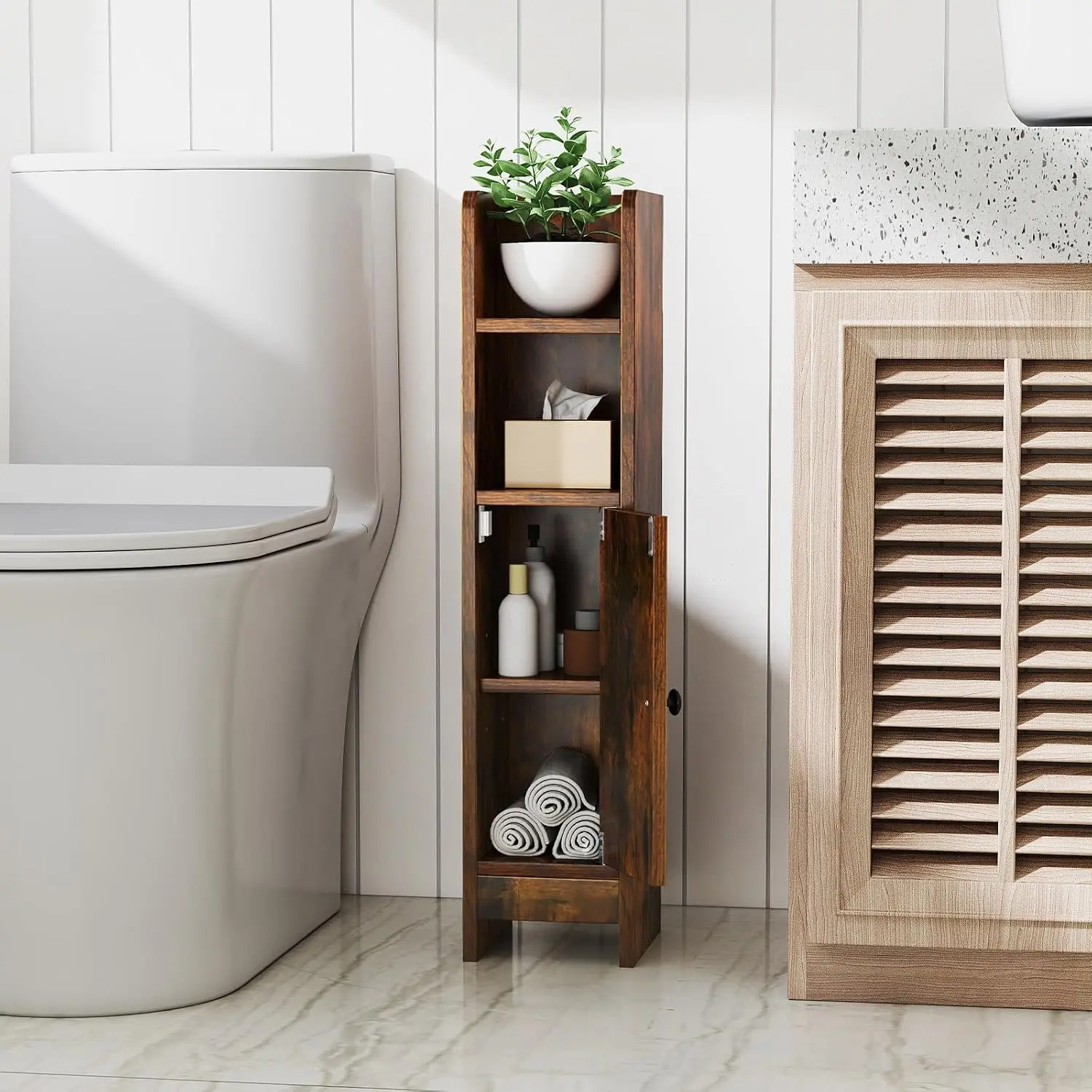 Шкафчик для ванной Costway JV12885CF (Brown) - 5