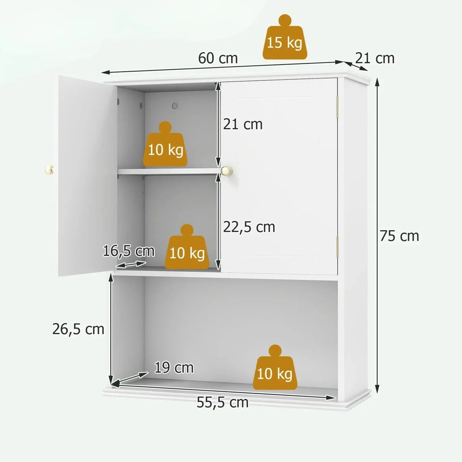 Dulap pentru baie Costway JV12897WH (White) - 3