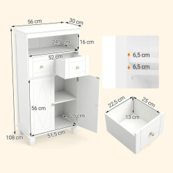 Шкафчик для ванной Costway JV12898WH (White) Thumb