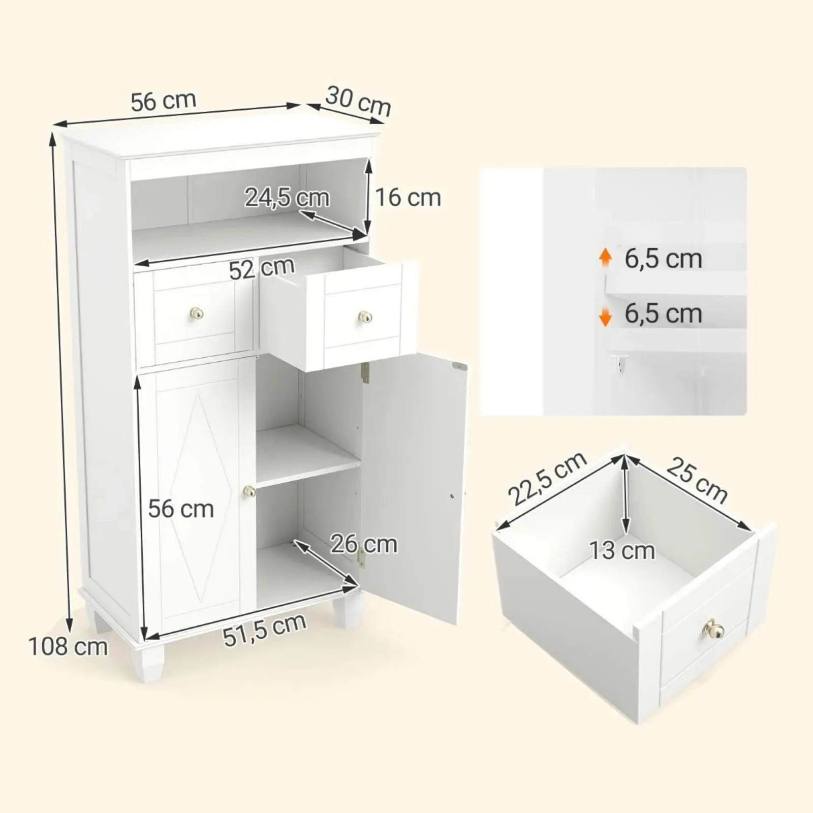 Шкафчик для ванной Costway JV12898WH (White) - 3