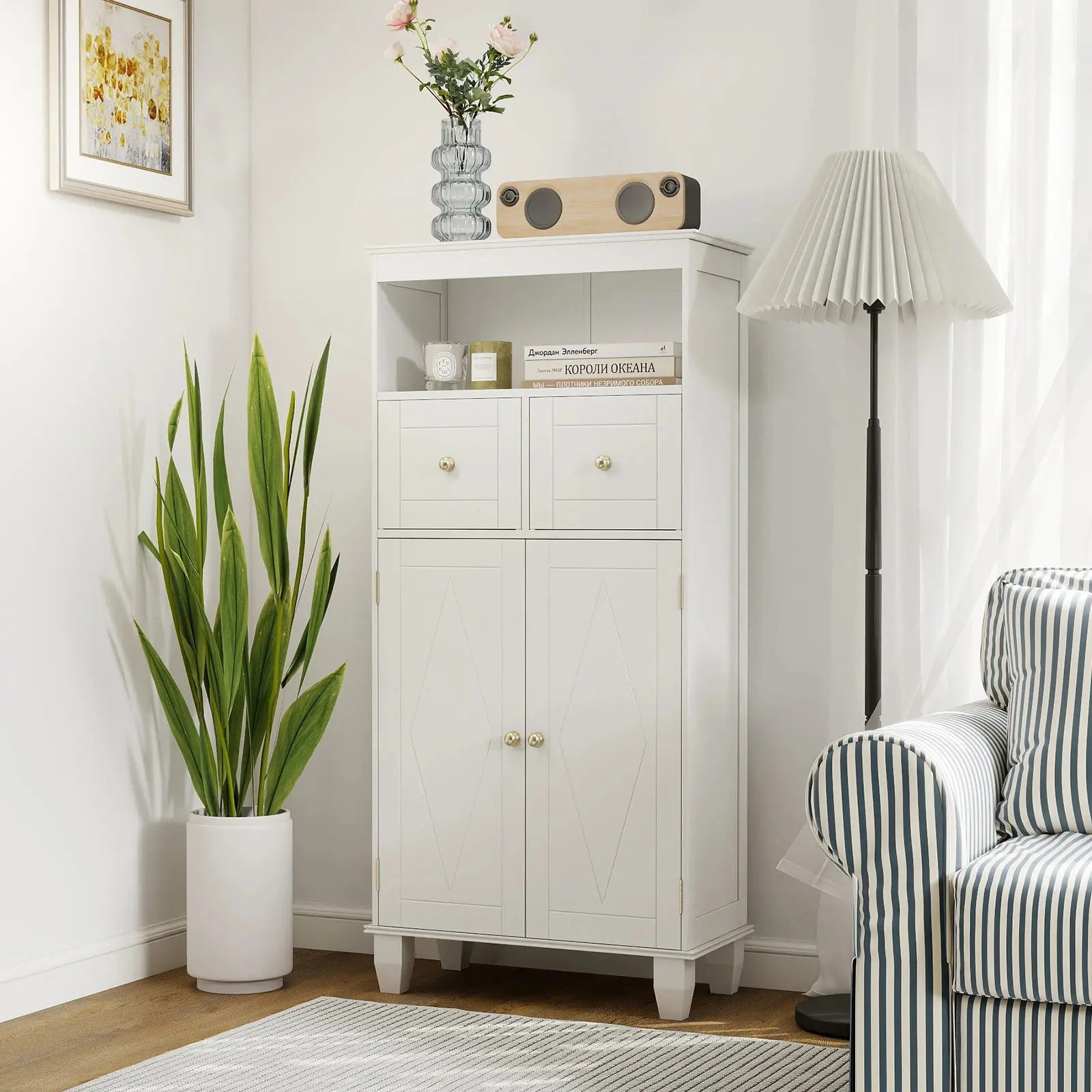 Шкафчик для ванной Costway JV12898WH (White) - 4