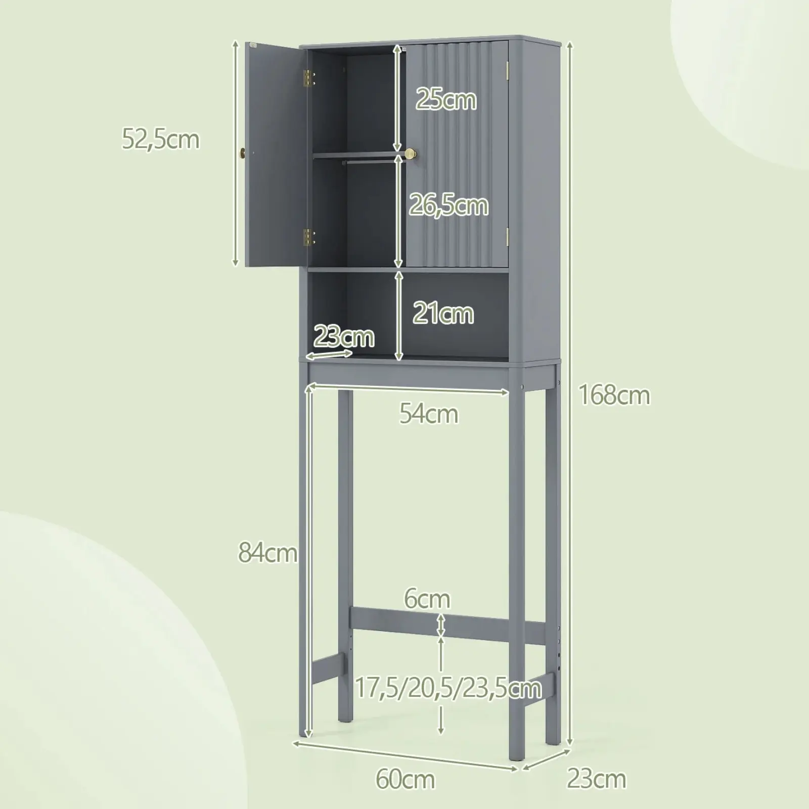 Шкафчик для ванной Costway JV12943HS (Grey) - 3