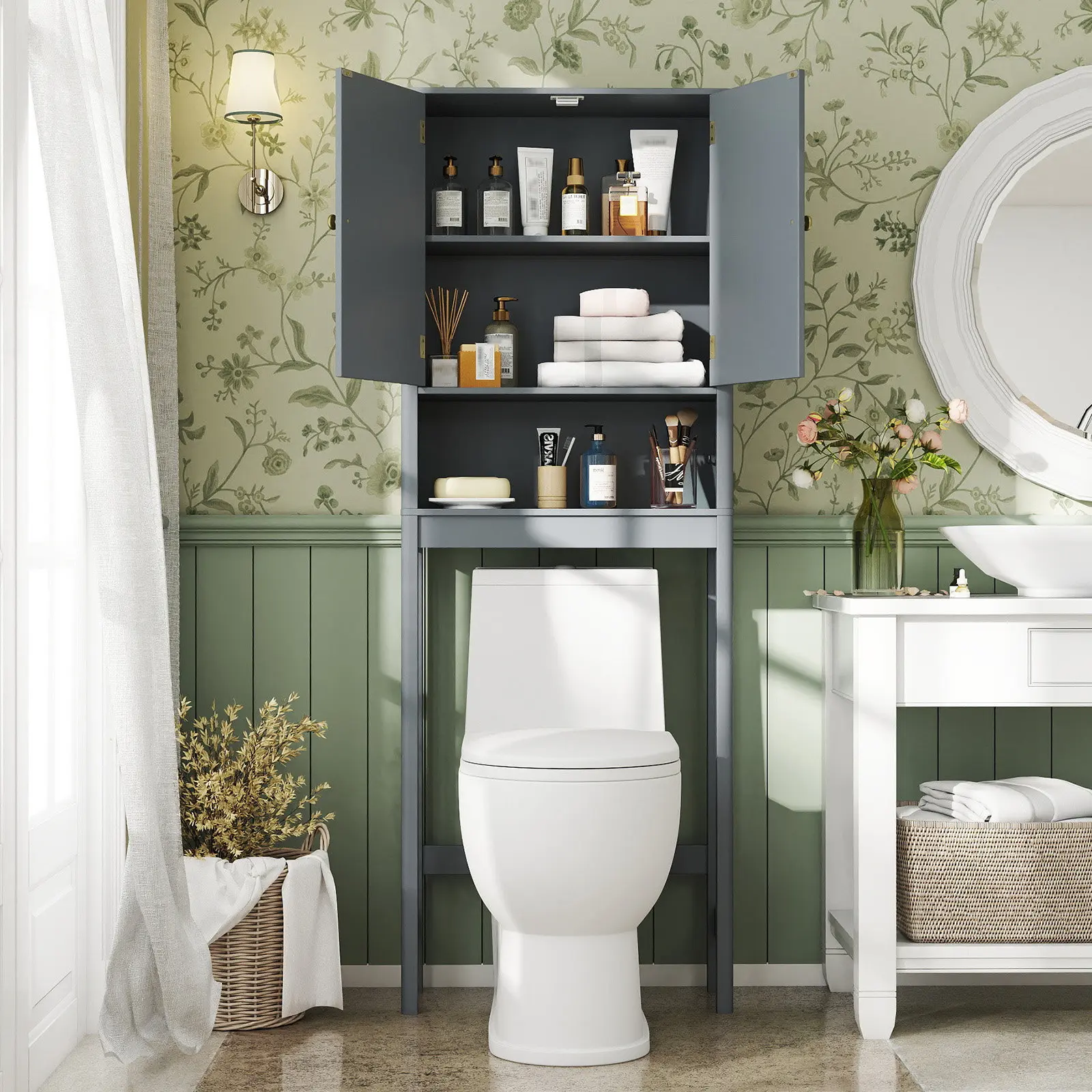 Шкафчик для ванной Costway JV12943HS (Grey) - 4