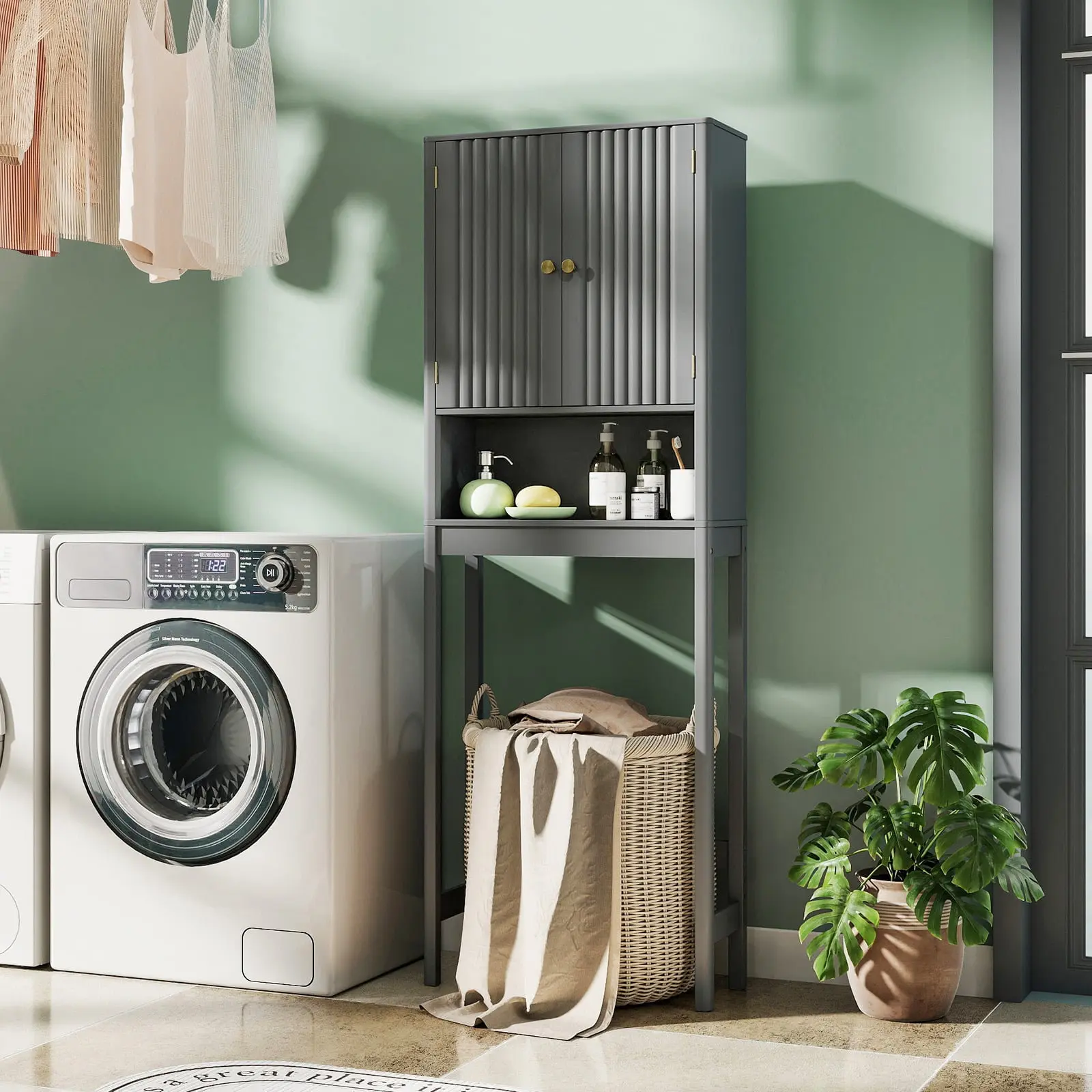 Шкафчик для ванной Costway JV12943HS (Grey) - 5
