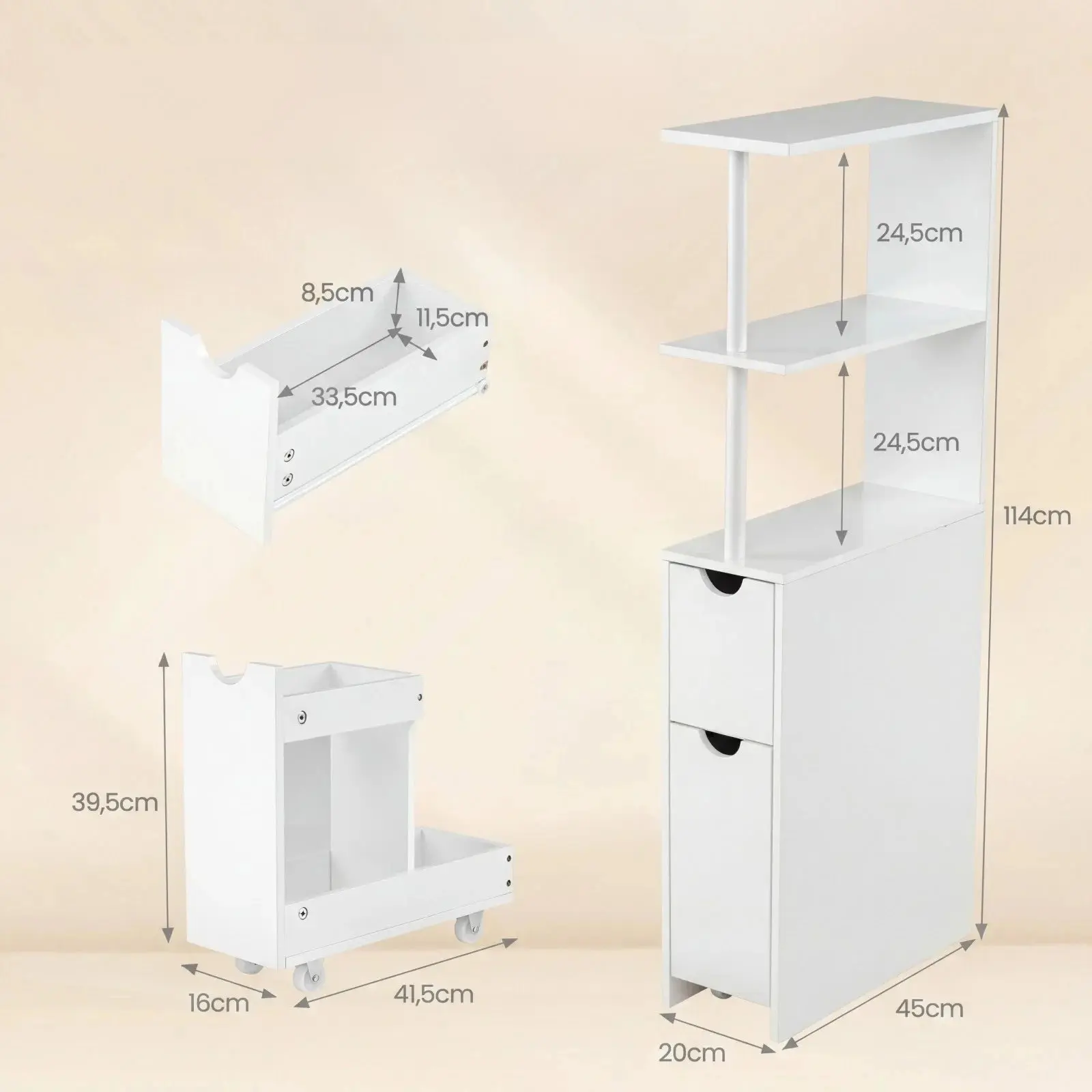 Dulap pentru baie Costway JV13167WH (White) - 4