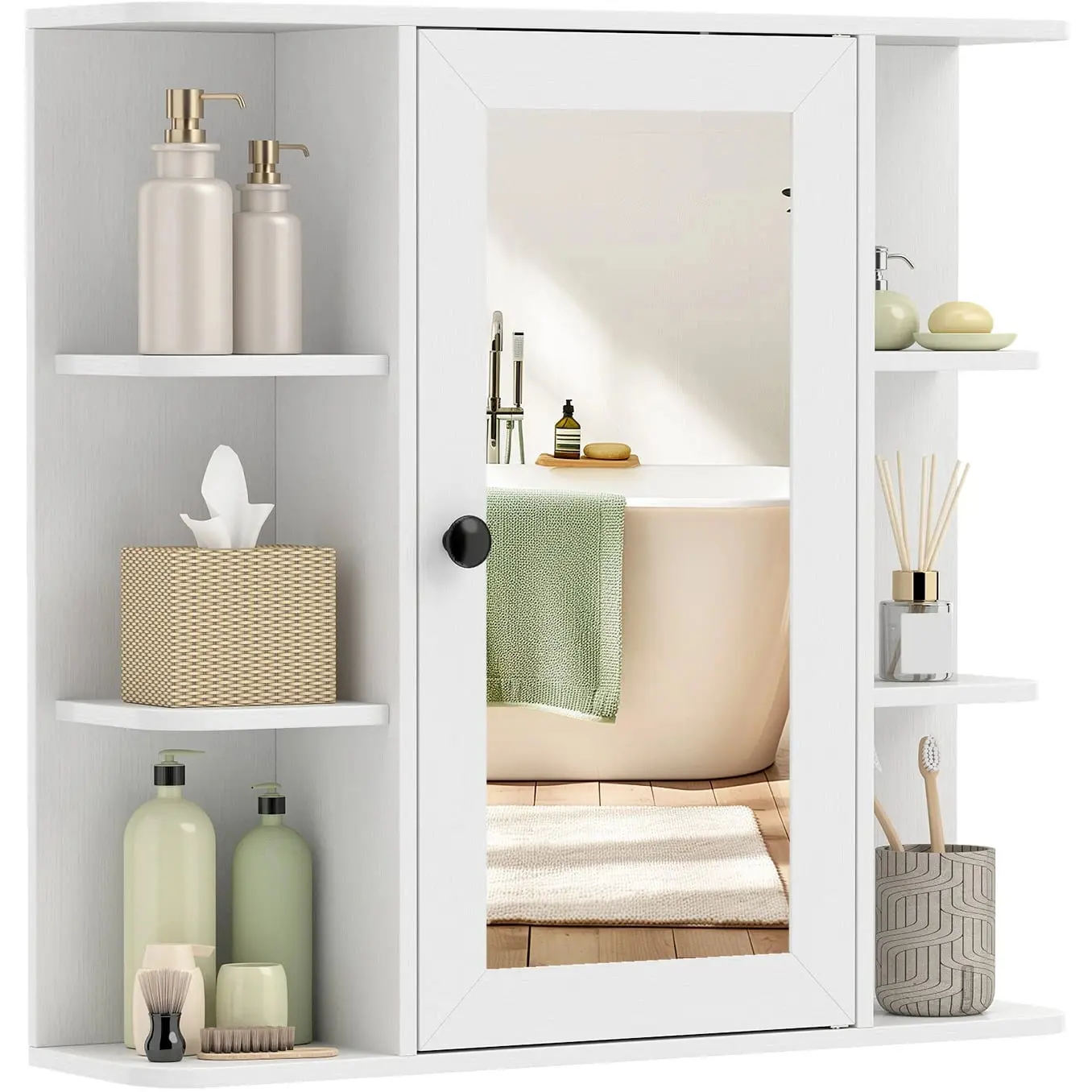 Шкафчик с зеркалом Costway BA8484WH (White) - 2