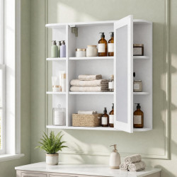 Шкафчик с зеркалом Costway BA8484WH (White) Thumb