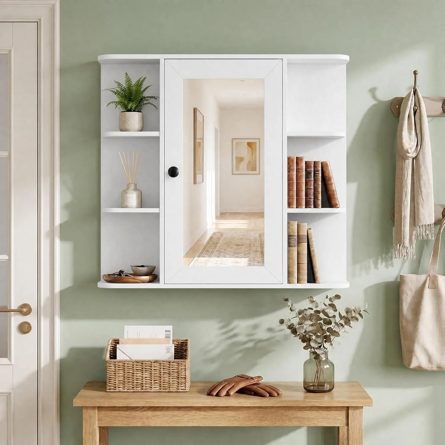Шкафчик с зеркалом Costway BA8484WH (White) - 7