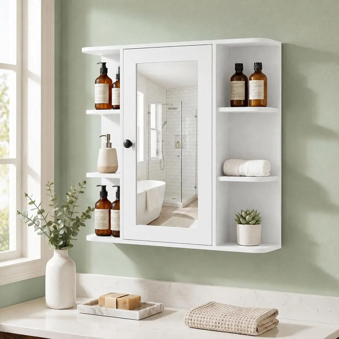 Шкафчик с зеркалом Costway BA8484WH (White)