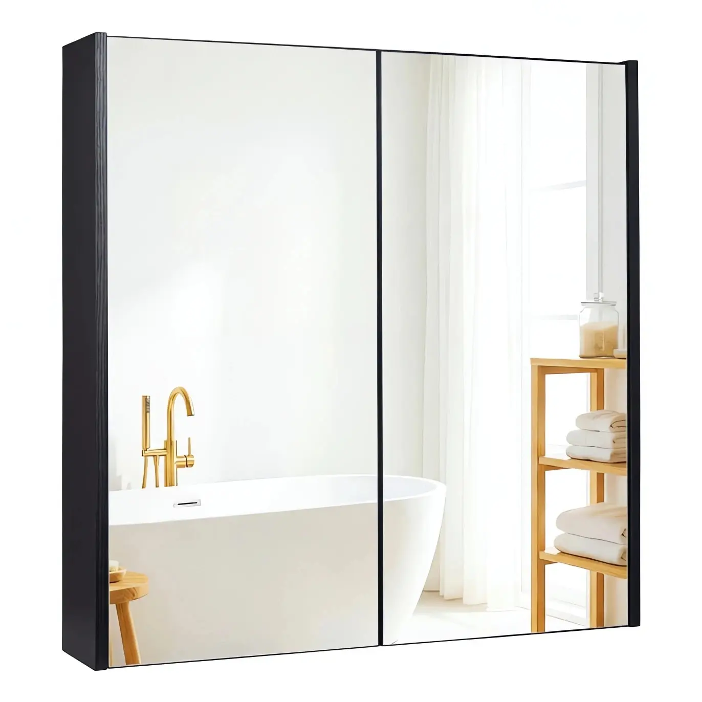 Шкафчик с зеркалом Costway JV14032DK (Black) - 2