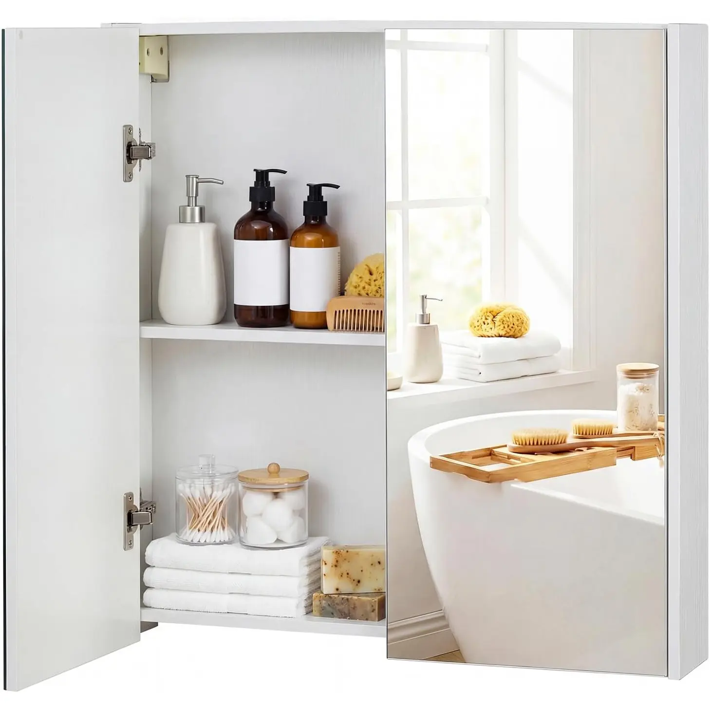 Шкафчик с зеркалом Costway JV14032WH (White) - 2