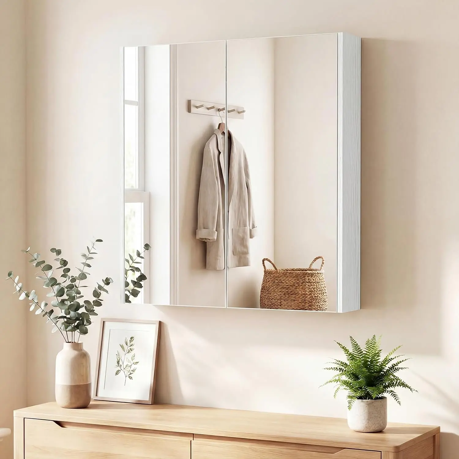 Шкафчик с зеркалом Costway JV14032WH (White) - 4
