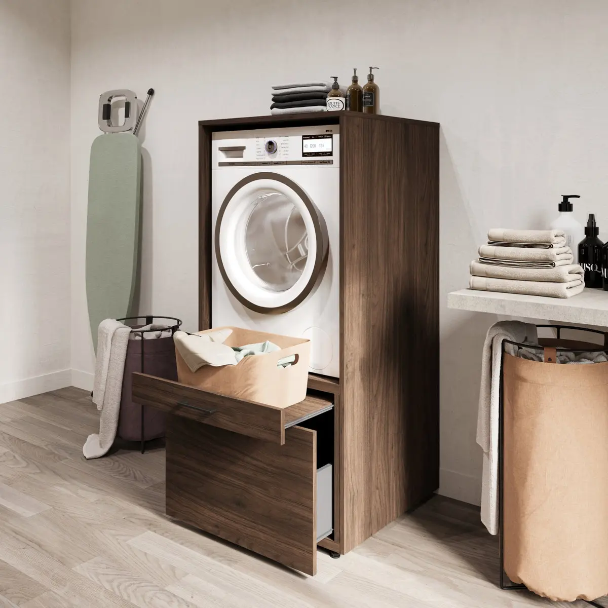 Шкаф для стиральной машины Helvetia AZA 30OVME60 (Walnut Villa) - 6