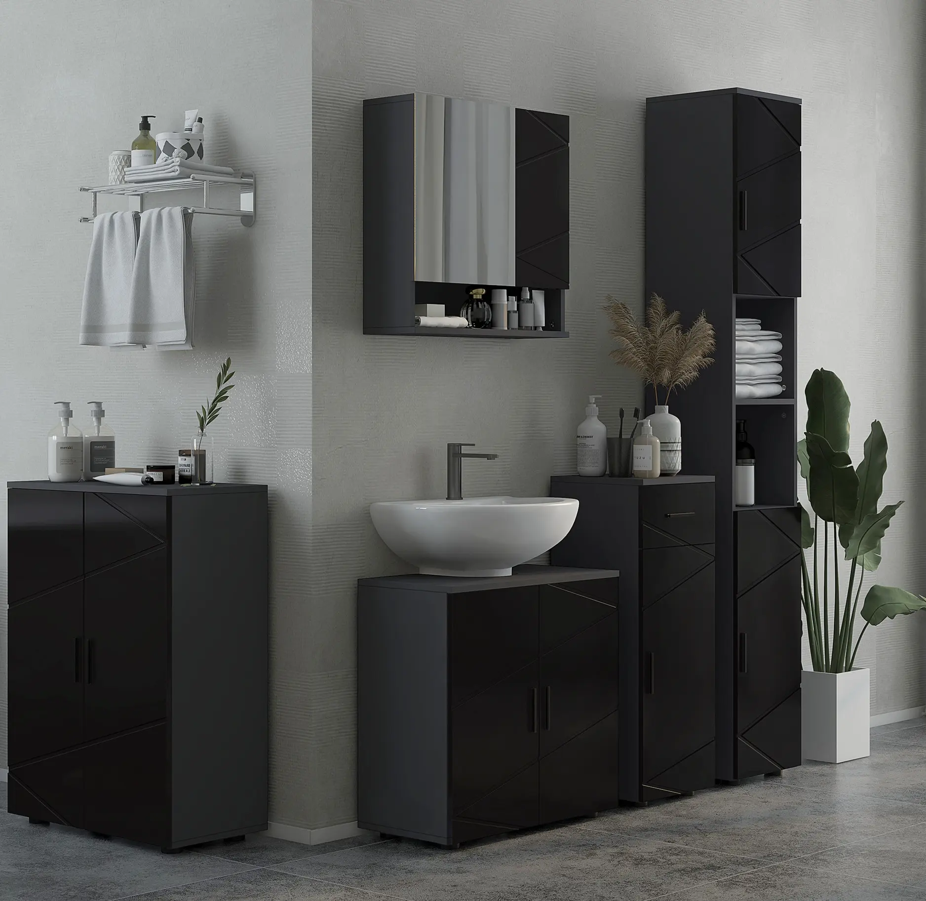 Dulap Homcom 834-617V00BK (Dark Gray/Black) - 4