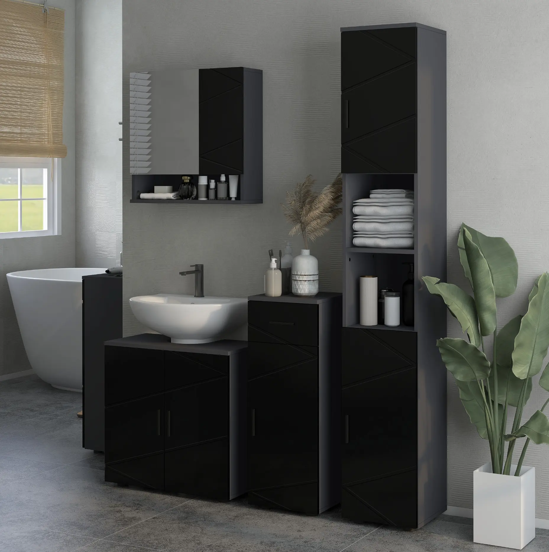 Dulap Homcom 834-617V00BK (Dark Gray/Black) - 5