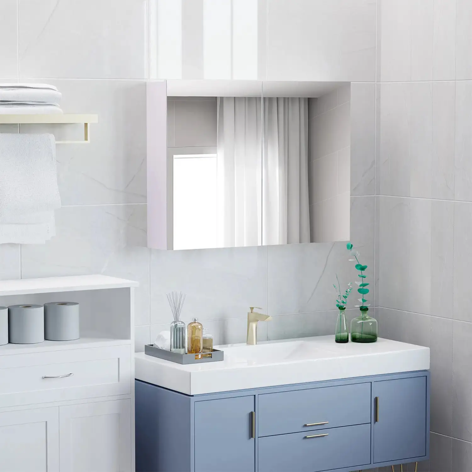 Шкаф подвесной с зеркалом Homcom 834-044 (White) - 8