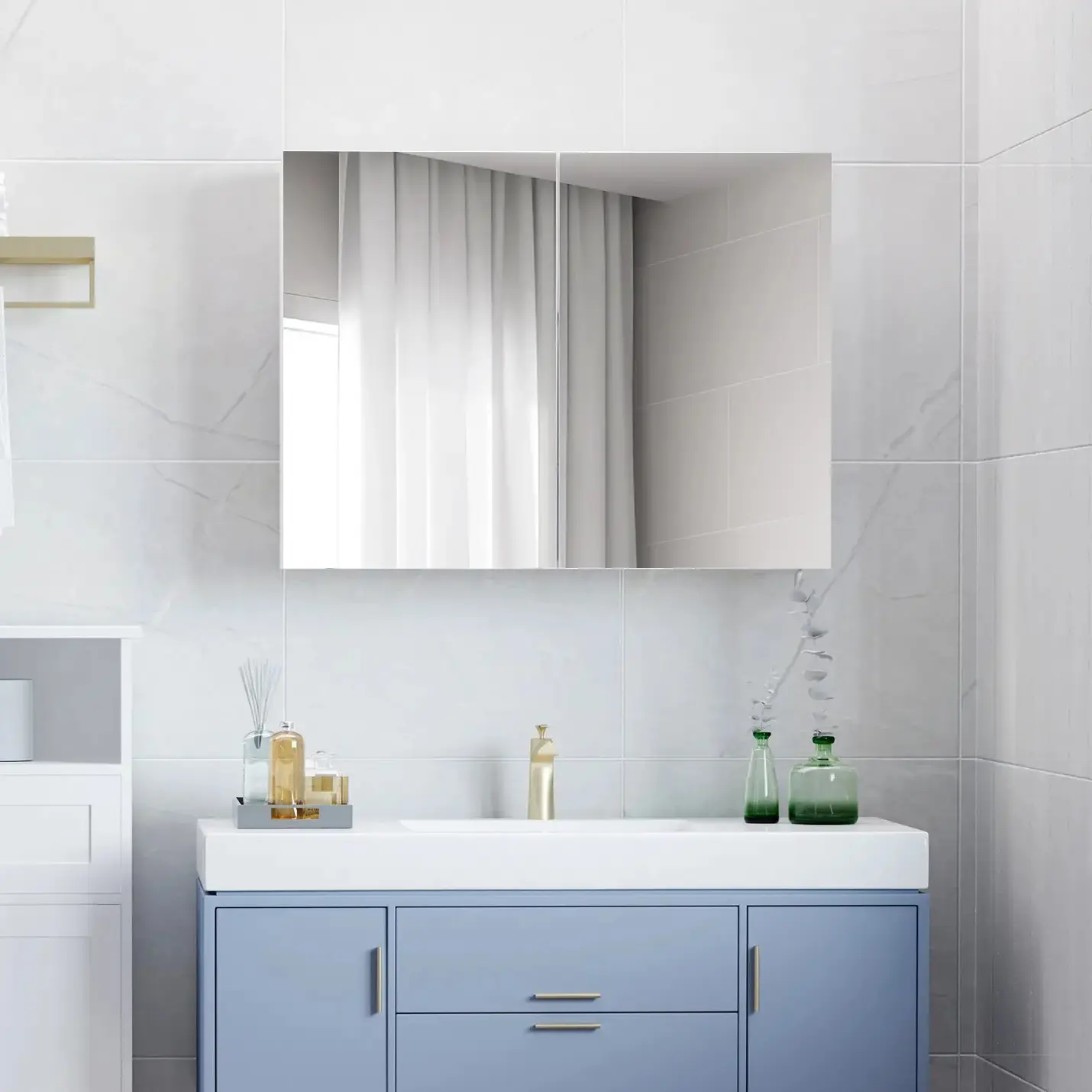Шкаф подвесной с зеркалом Homcom 834-044 (White) - 9