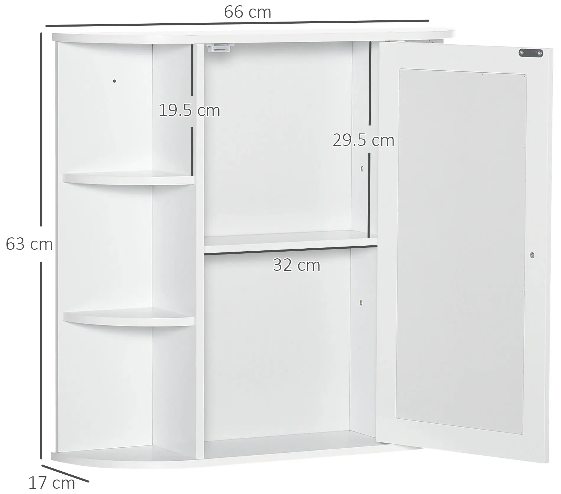 Шкаф с зеркалом Homcom 834-203 (White) - 5