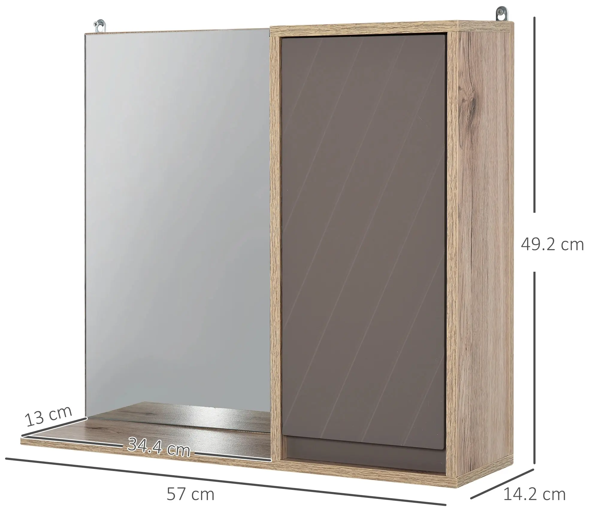 Шкаф с зеркалом Homcom 834-244 (Grey/Oak) - 3