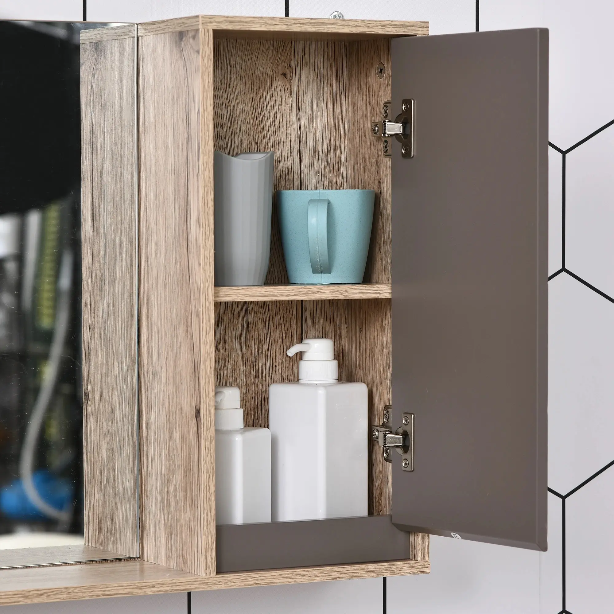 Шкаф с зеркалом Homcom 834-244 (Grey/Oak) - 8