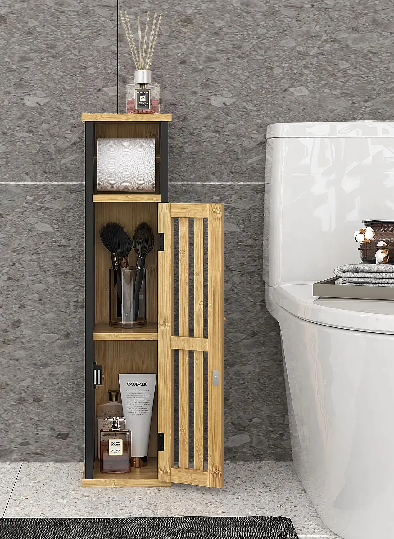 Dulap mic Homcom 834-667V00BK (Black/Natural) - 5