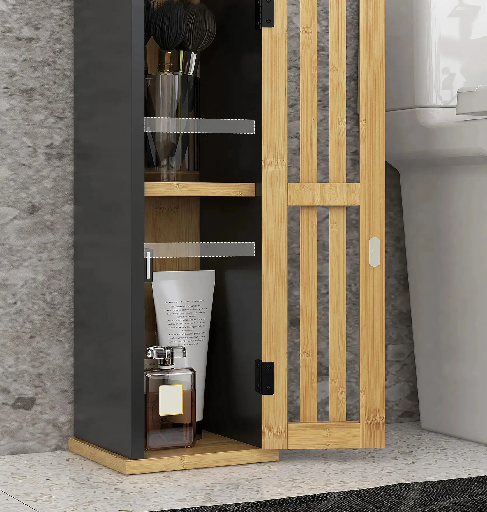 Dulap mic Homcom 834-667V00BK (Black/Natural) - 6