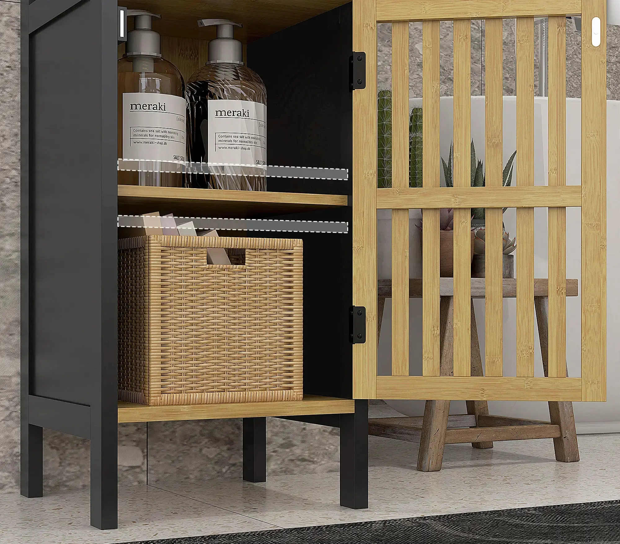 Dulap mic Homcom 834-669V00BK (Black/Natural) - 7