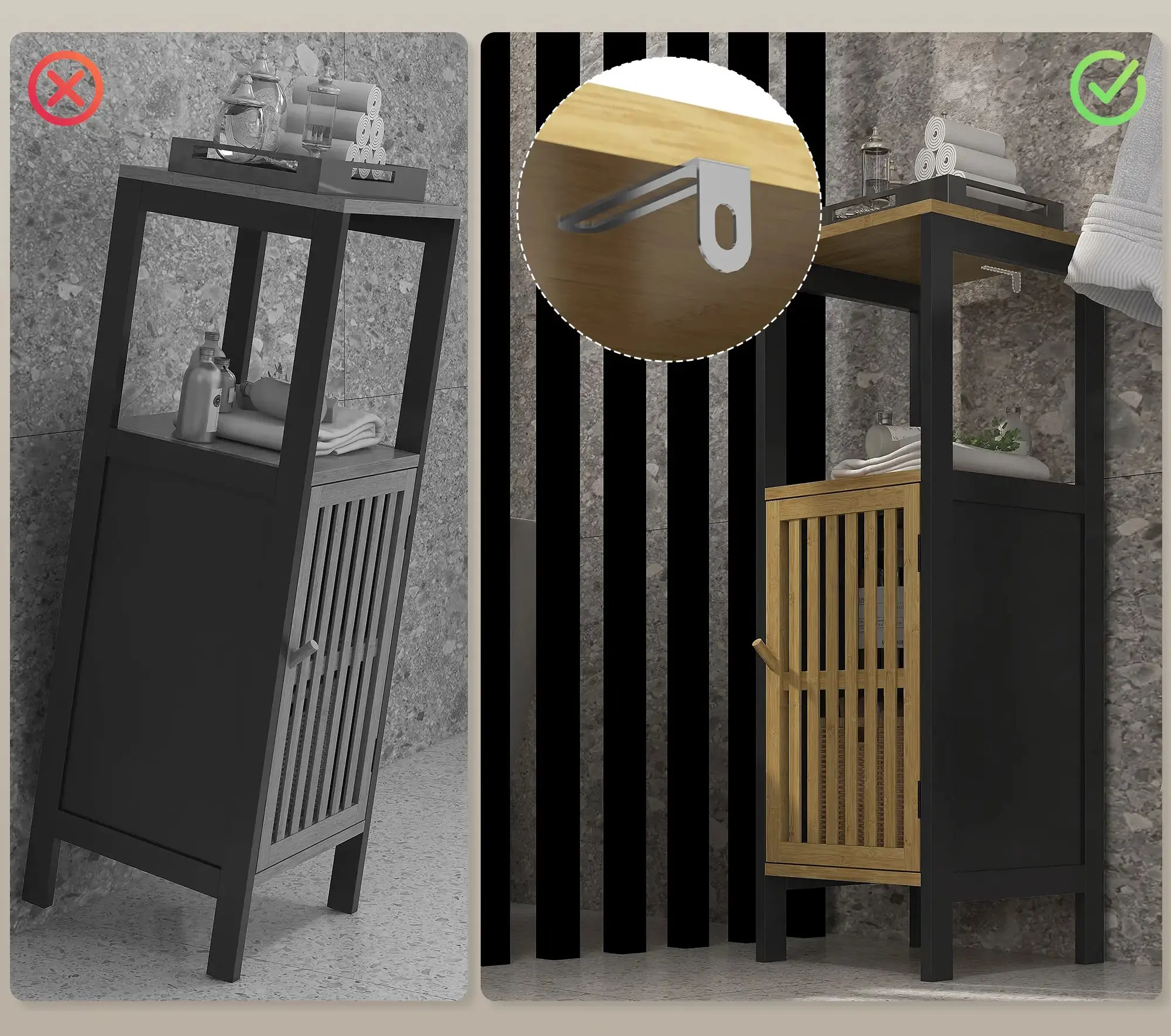 Dulap mic Homcom 834-669V00BK (Black/Natural) - 8