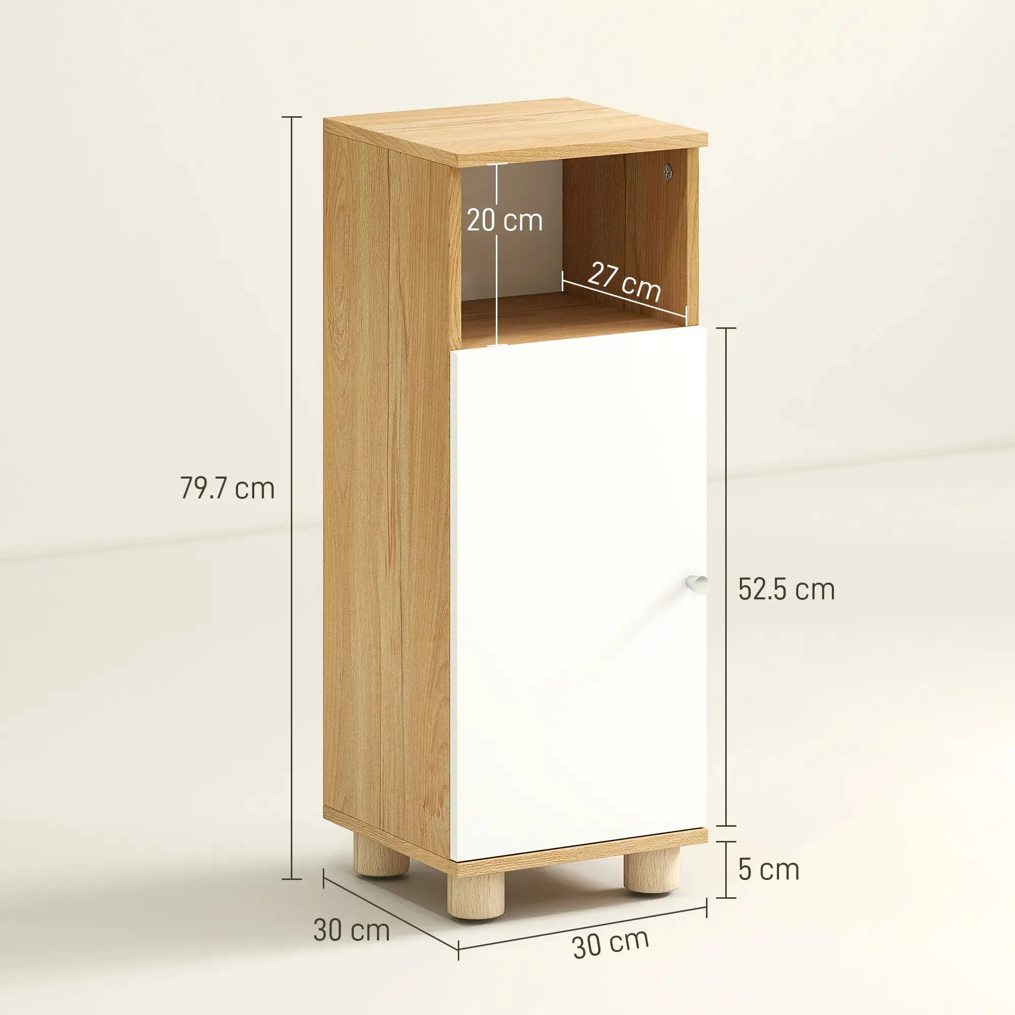 Шкафчик Homcom 834-865V00WT (White/Natural) - 5