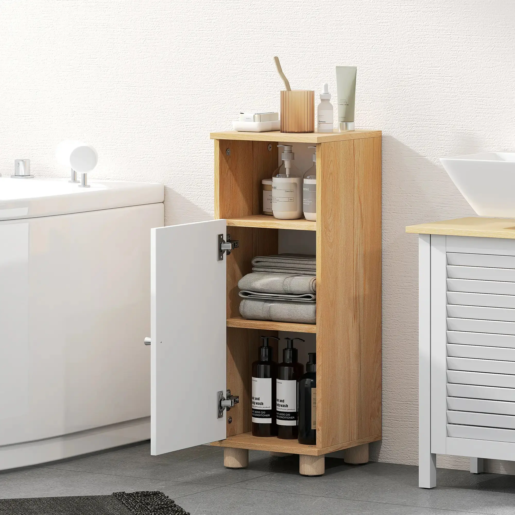 Шкафчик Homcom 834-865V00WT (White/Natural) - 6