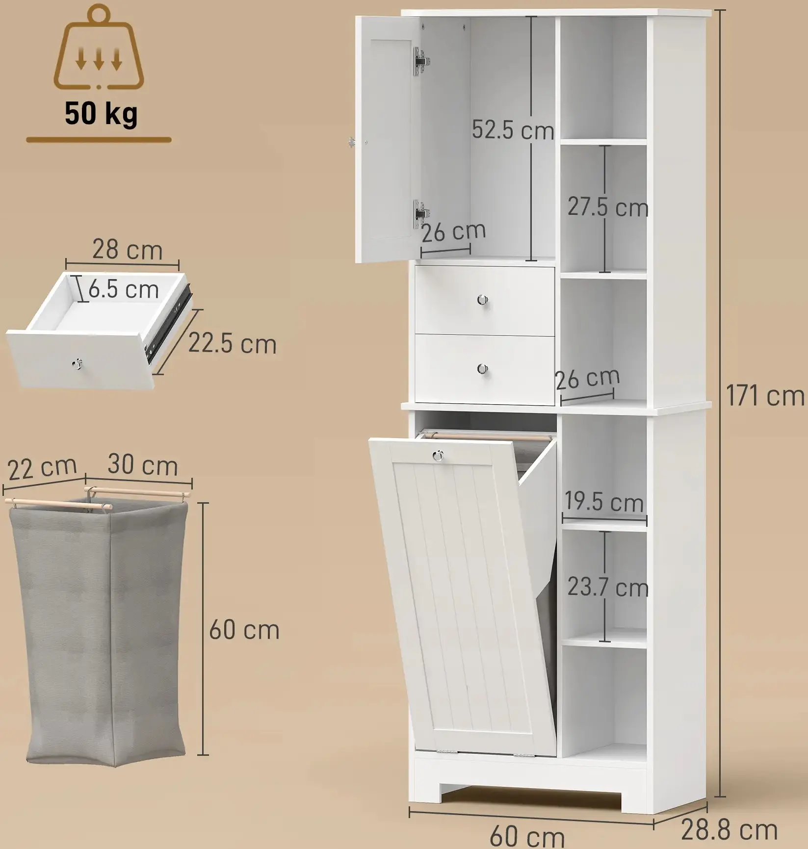Etajera-penal Homcom 834-934V00WT (White) - 5
