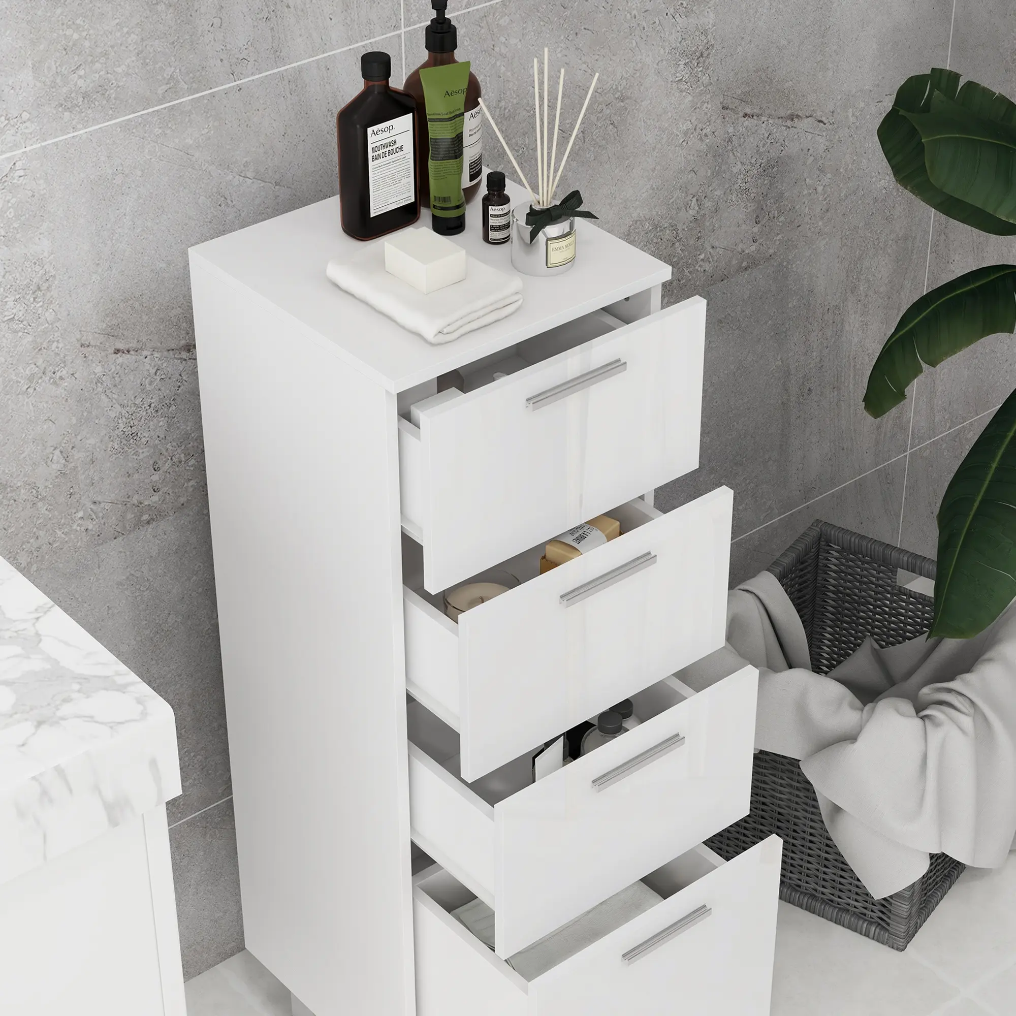 Комод для ванной Kleankin 834-627V00WT (White Gloss) - 5