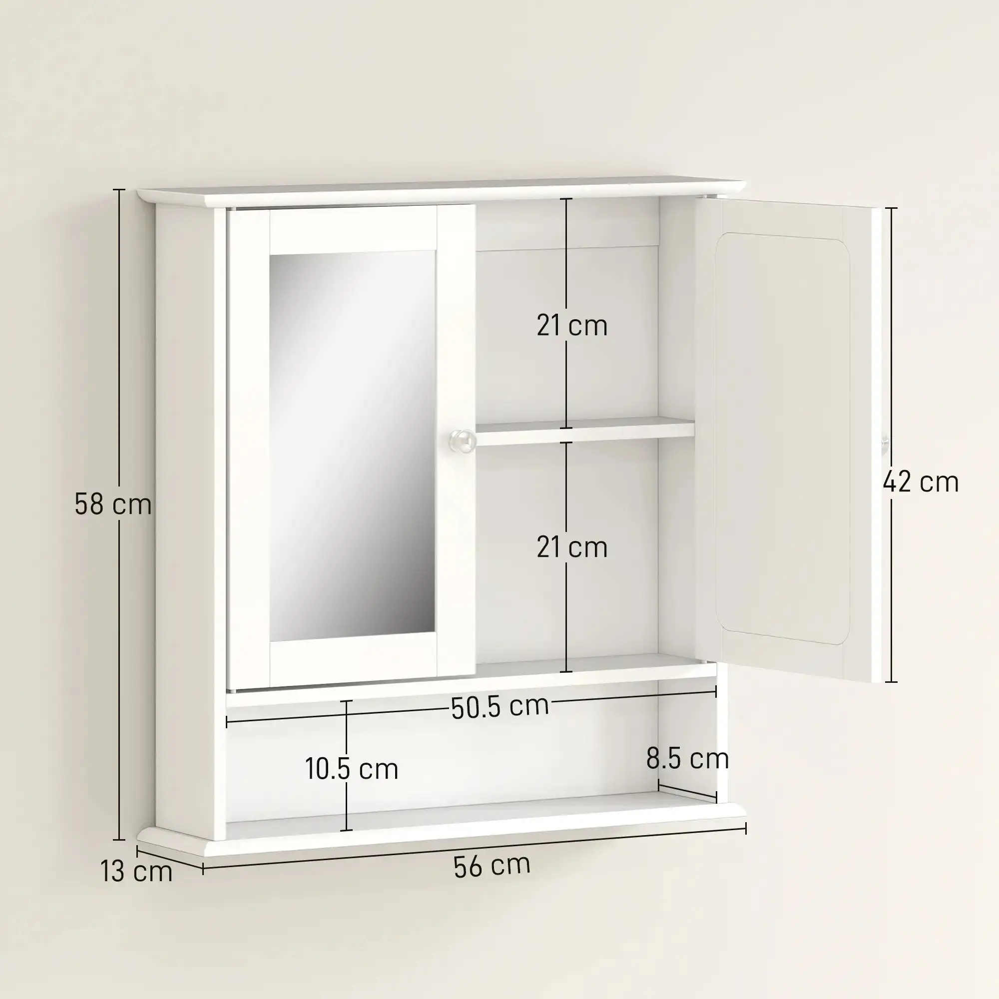 Dulap cu oglinda Kleankin 834-182 (White) - 5