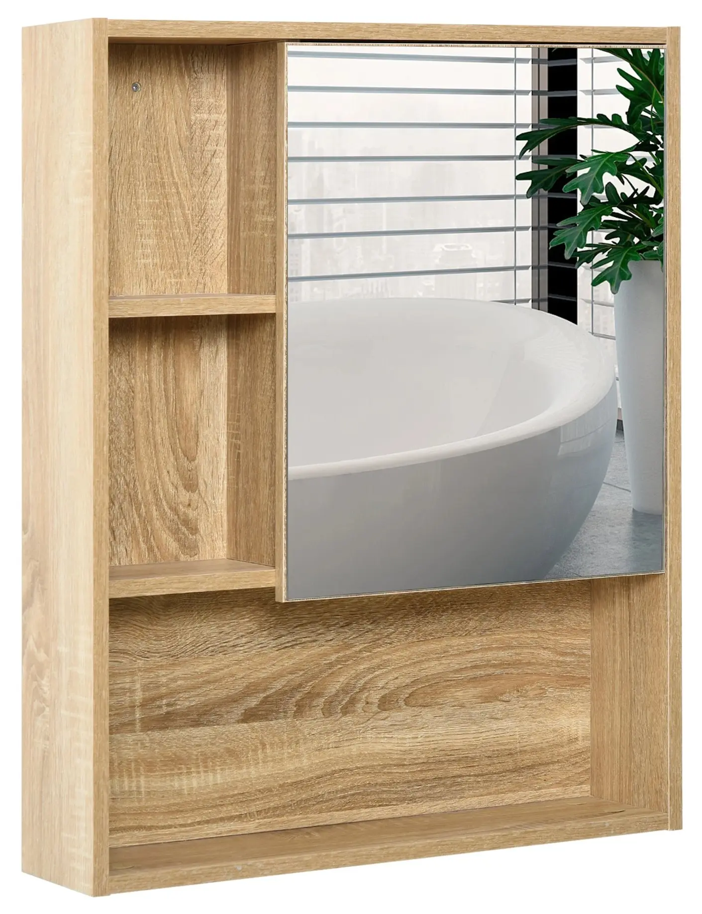 Шкаф с зеркалом Kleankin 834-259 (Oak) - 2