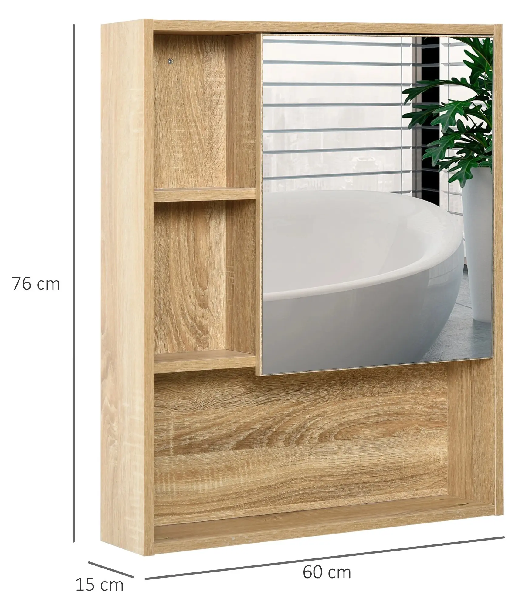 Шкаф с зеркалом Kleankin 834-259 (Oak) - 7