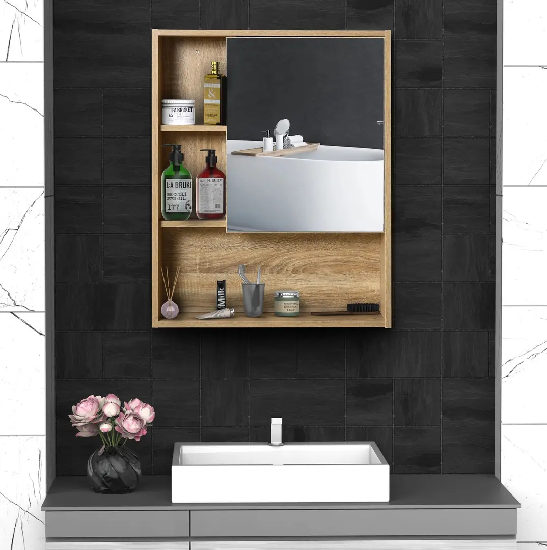 Шкаф с зеркалом Kleankin 834-259 (Oak)