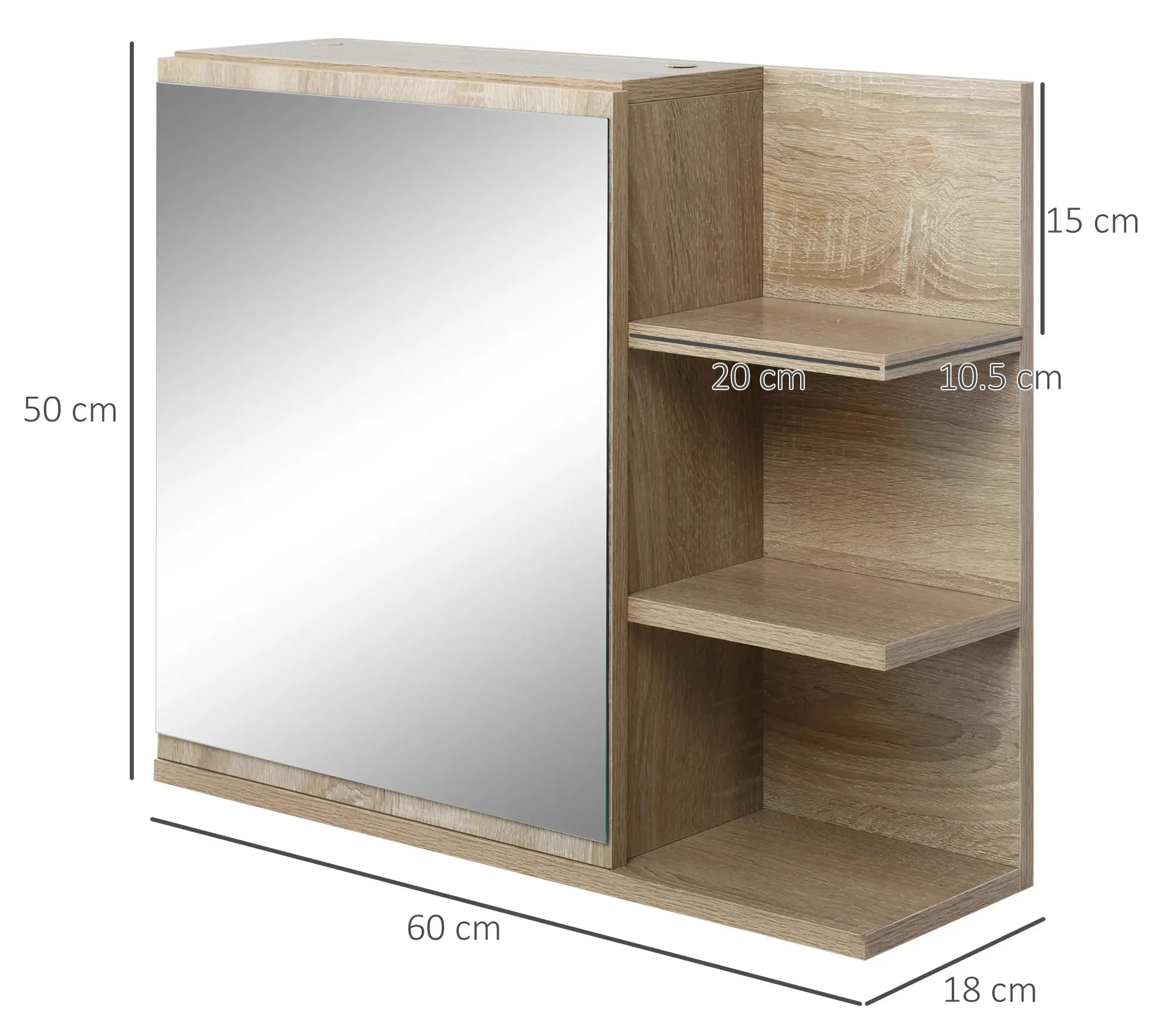 Dulap cu oglinda Kleankin 834-378ND (Natural) - 4