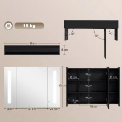 Dulap cu oglinda Kleankin 834-416BK LED (Black) Thumb