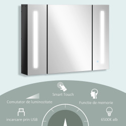 Dulap cu oglinda Kleankin 834-416BK LED (Black) Thumb