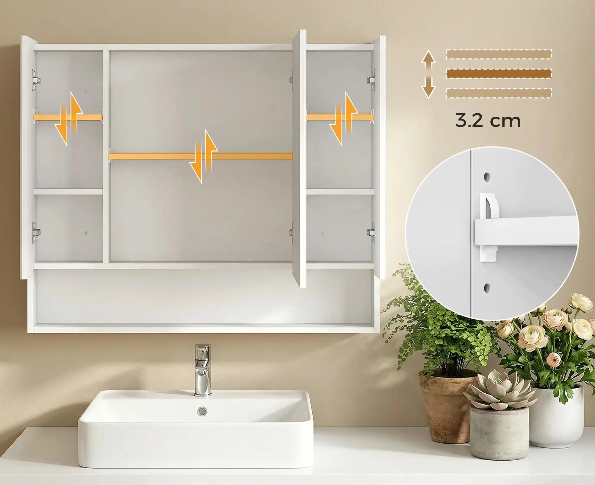 Dulap cu oglinda Kleankin 834-425V80WT (White) - 5