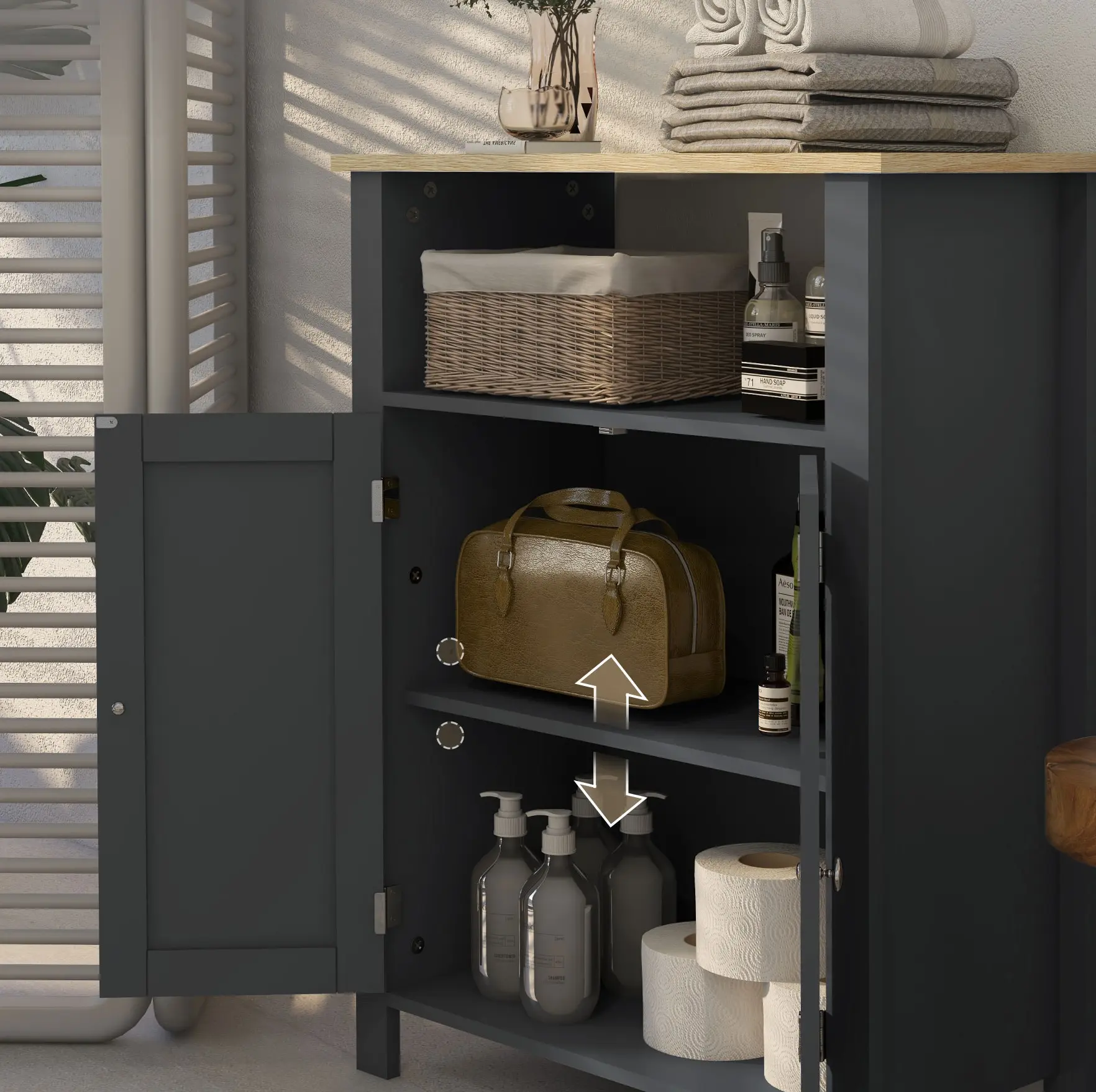 Шкафчик Kleankin 834-578V00CG (Grey/Natural) - 5